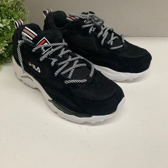 Fila Womens Ray Tracer Mesh Low-Top Fashion Lace Up Sneakers Sz 6.5 Black - Picture 1 of 9